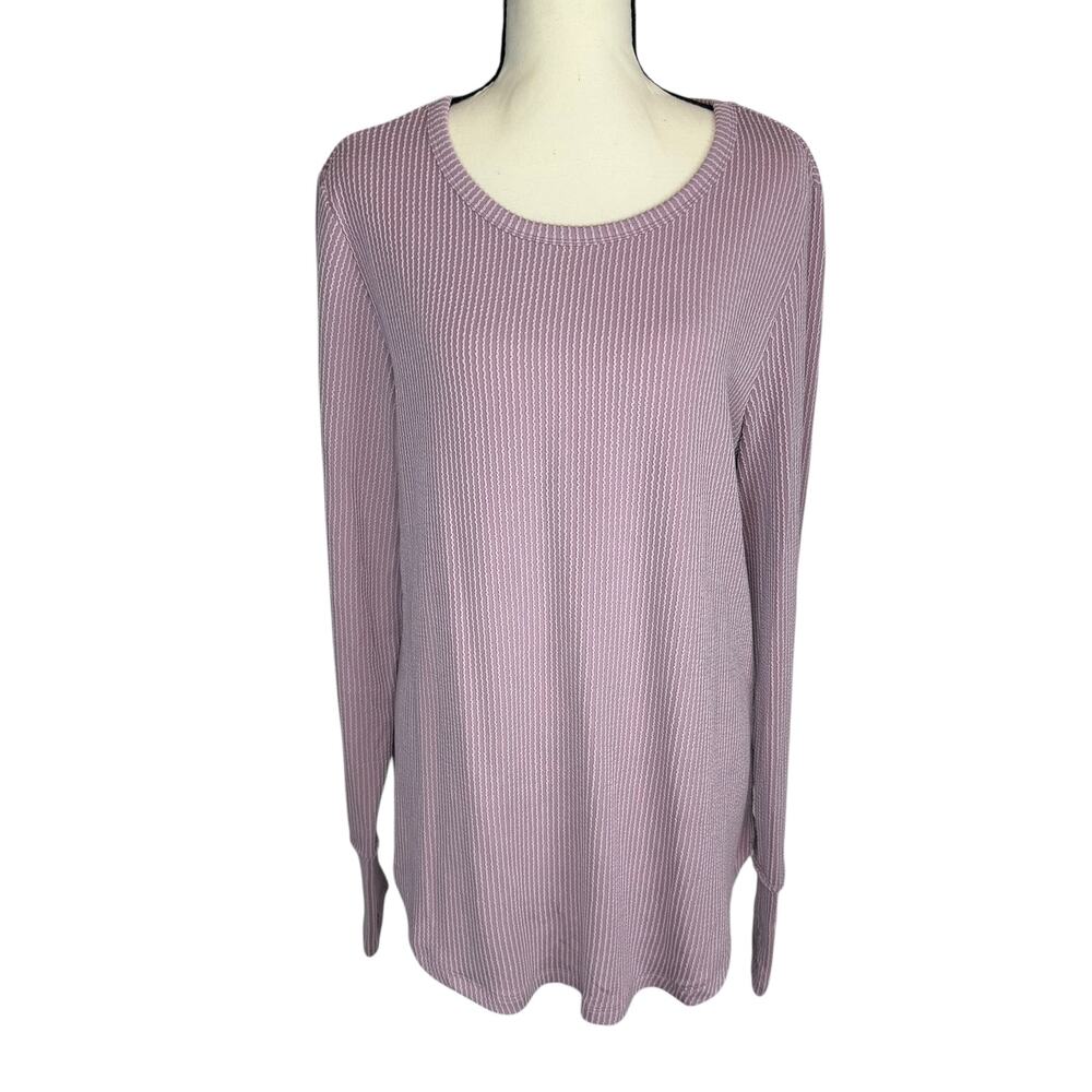 Blue Waters Pink Ribbed Long Sleeve Top Lightweight Stretch Casual Size L